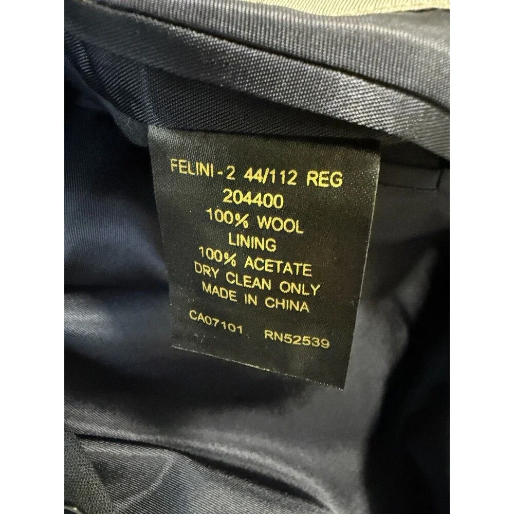 Vintage Claudio Morelli Mens 44R Navy 100% Wool Blazer Woolmark 3 Button Jacket